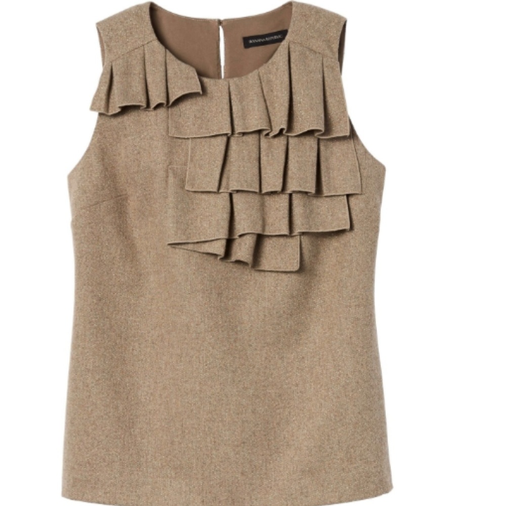 BANANA REPUBLIC Box-Pleat Ruffle Sleeveless Top